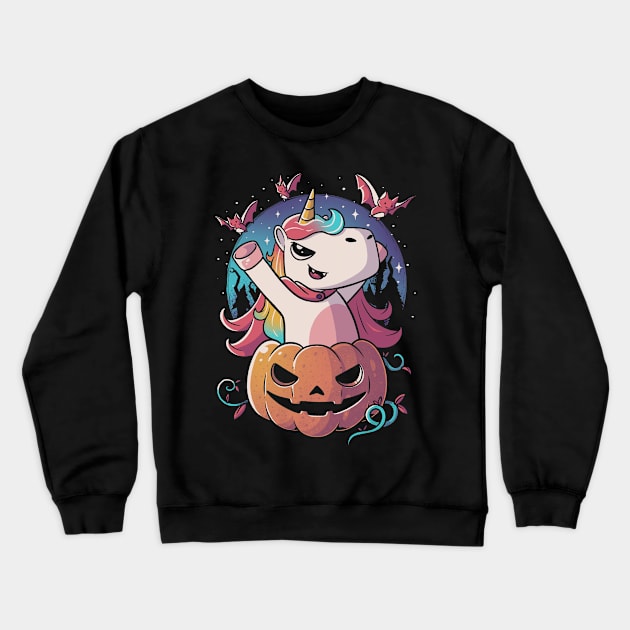 Spooky Unicorn Funny Cute Magic Halloween Crewneck Sweatshirt by eduely